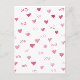 Valentines day xoxo Kärlek Sweet Watercolor Hearea Helg Vykort