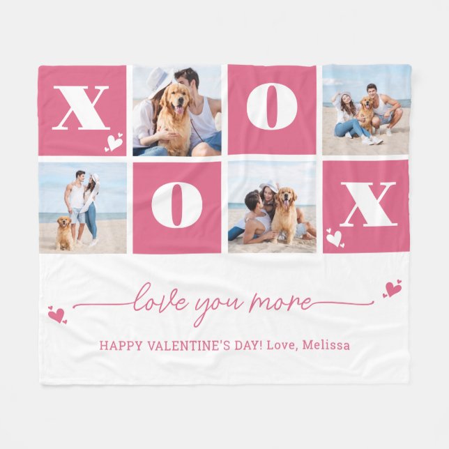 Valentines day XOXO Modern Rosa 4 Fotokollage Fleecefilt (Framsidan (Horisontell))