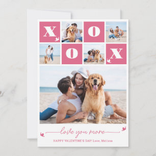 Valentines day XOXO Modern Rosa 5 Fotokollage Julkort