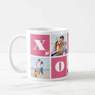 Valentines day XOXO Modern Rosa 5 Fotokollage Kaffemugg