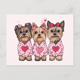 Valentines day Yorkie Hundar Helg Vykort