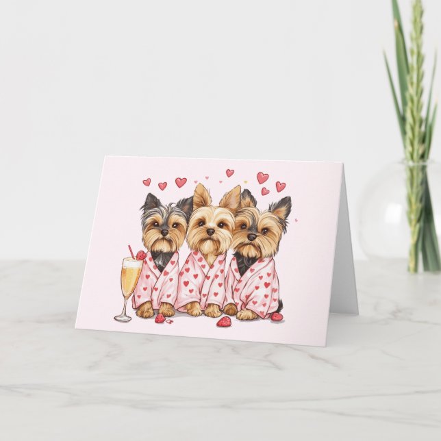 Valentines day Yorkie Hundar Helgkort (Framsida)