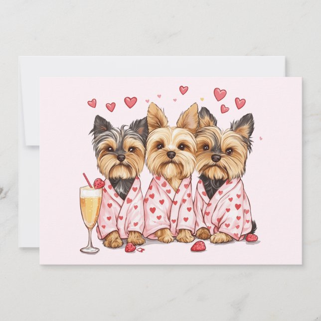 Valentines day Yorkie Hundar Julkort (Framsida)