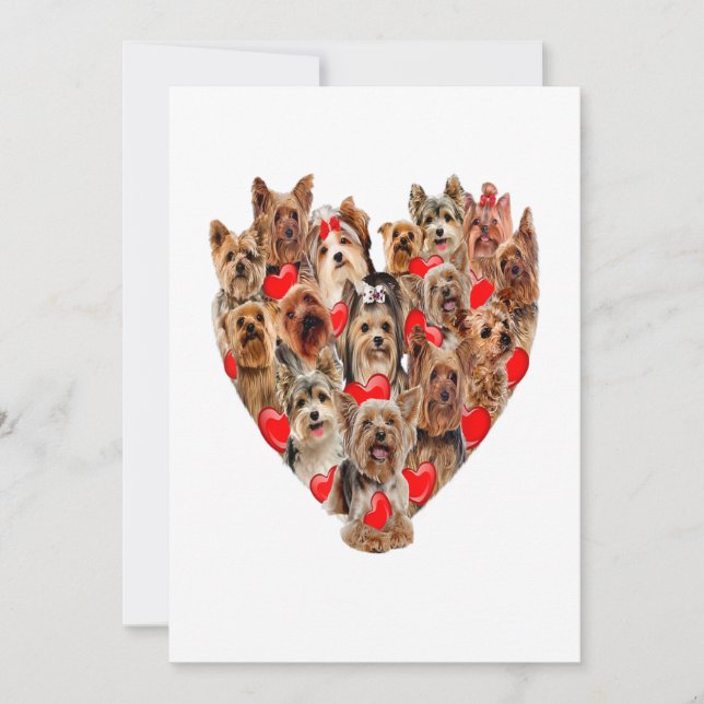 Valentines day Yorkshire Terrier Hund Heart Tee Meddelande (Framsida)