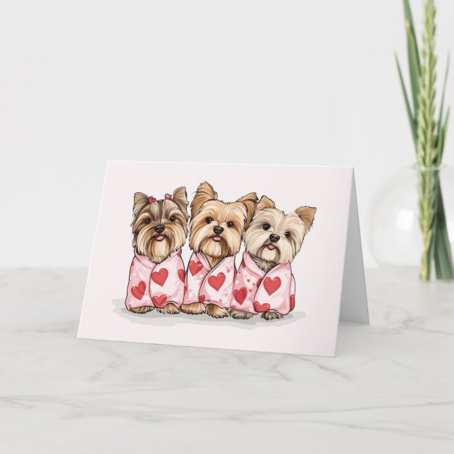 Valentines day Yorkshire Terrier Hundar Helgkort (Framsida)