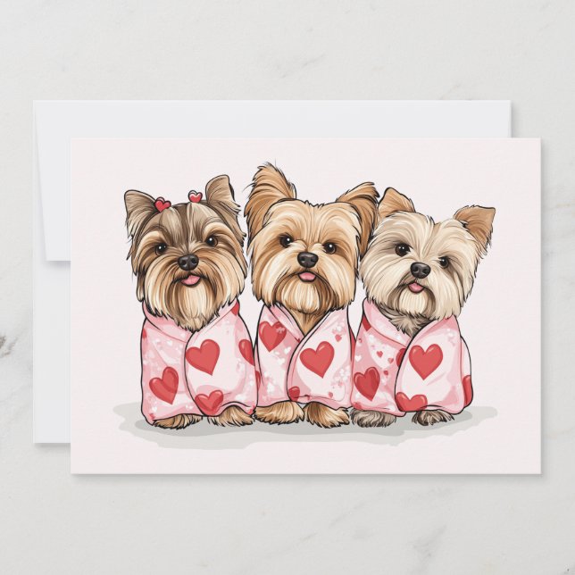 Valentines day Yorkshire Terrier Hundar Julkort (Framsida)