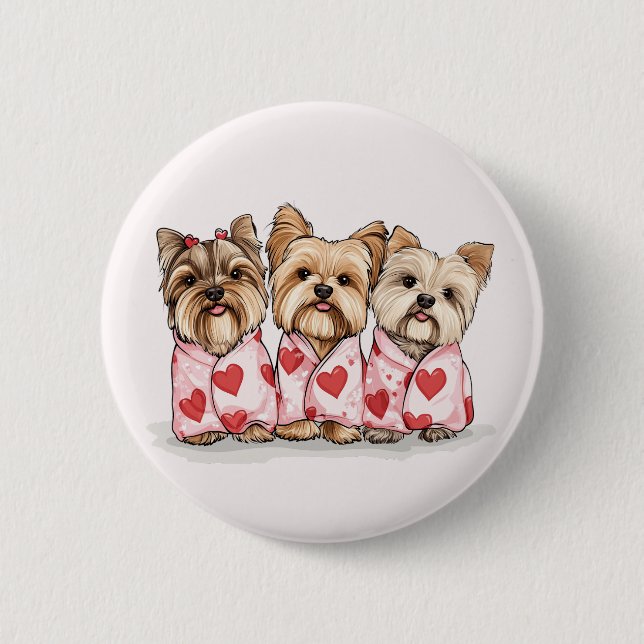 Valentines day Yorkshire Terrier Hundar Knapp (Framsida)