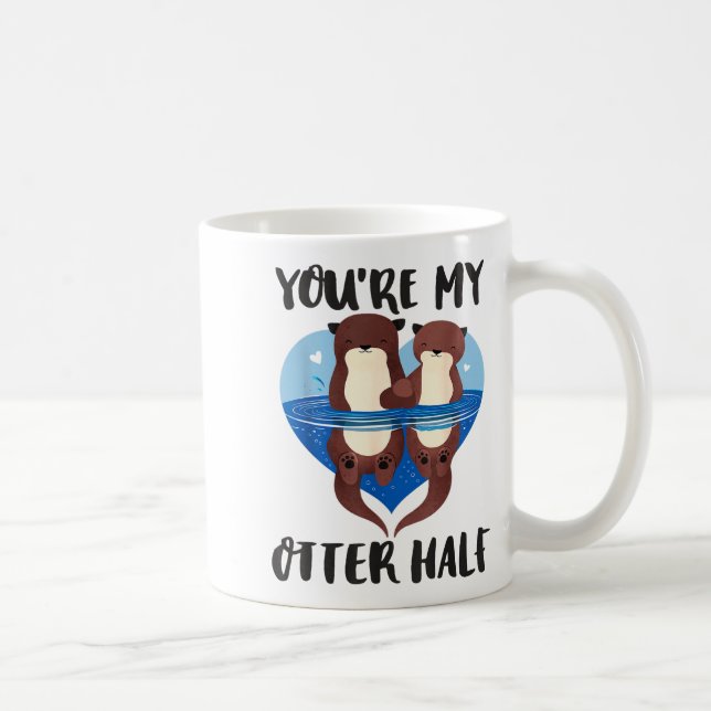 Valentine's Day You’re My Otter Half Love Pun Cute Kaffemugg (Höger)
