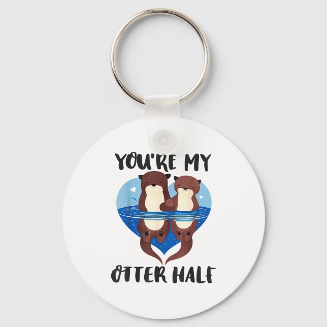 Valentine's Day You’re My Otter Half Love Pun Cute Nyckelring (Framsida)