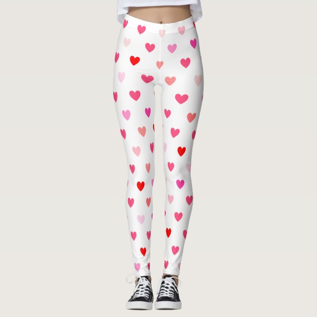 Valentines dayrosor & röda hjärtor leggings (Framsida)