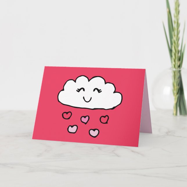 Valentines Doodles Kärlek Heart Rain Cloud Kärlek  Kort (Framsida)