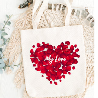 Valentines eget namn Heart-Shaped Ro Petals Tygkasse