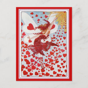 Valentines Fairy skickar ut Kärlek och hjärtan Helg Vykort