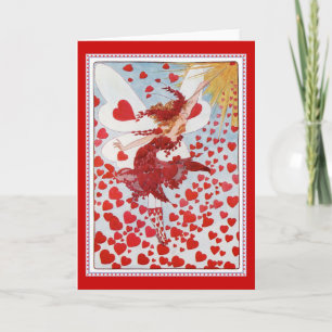 Valentines Fairy skickar ut Kärlek och hjärtan Helgkort