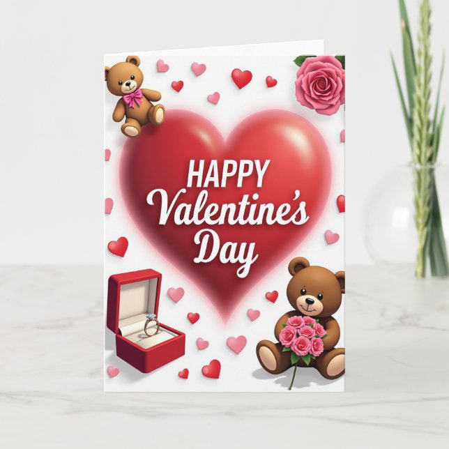 Valentines Faux Gold Foil Card Kort (Framsida)