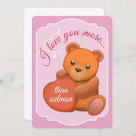 Valentines Flat Card Cute Brown Bear Julkort