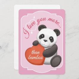 Valentines Flat Card Cute Panda Julkort