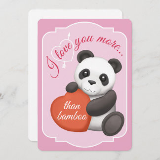 Valentines Flat Card Cute Panda Julkort