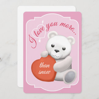 Valentines Flat Card Cute Polar Bear Julkort