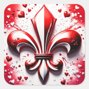Valentines Fleur De Lis Fyrkantigt Klistermärke