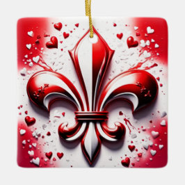 Valentines Fleur De Lis Julgransprydnad Keramik