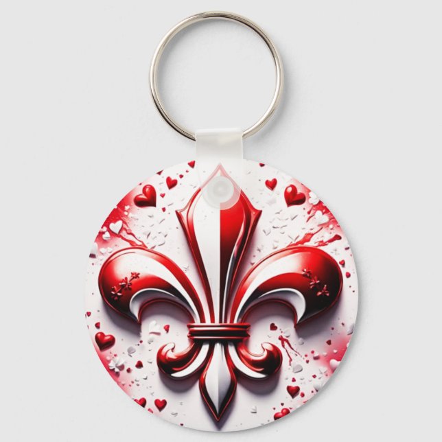 Valentines Fleur De Lis Nyckelring (Framsida)
