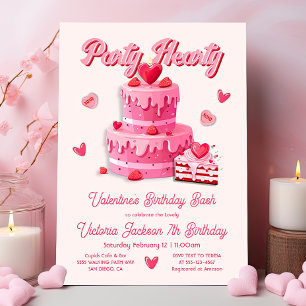 Valentines Födelsedagsfest Hearty Inbjudningar
