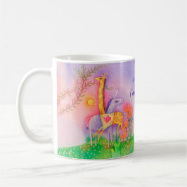 Valentines för kärlek för UnicorngiraffSafari Kaffemugg