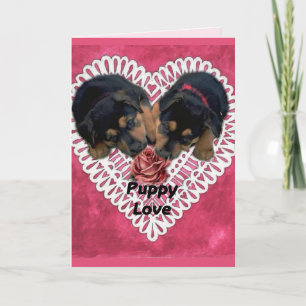 Valentines för Rottweiler valpkärlek Helgkort