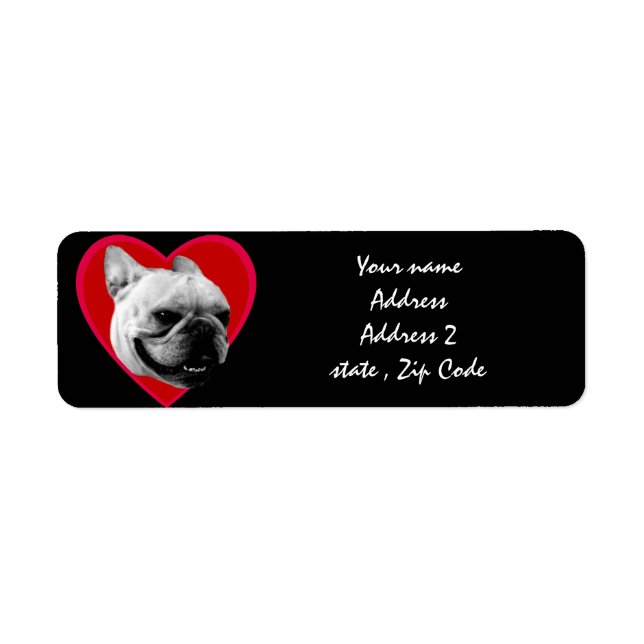 Valentines Fransk Bulldog Returadress Etikett (Framsidan)