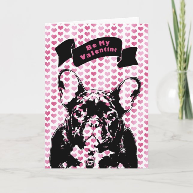 Valentines - fransk bulldoggSilhouette Helgkort (Framsida)