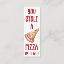 Valentines Funny Pizza Mini Bookmark Mini Visitkort