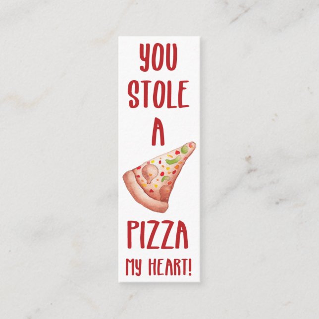 Valentines Funny Pizza Mini Bookmark Mini Visitkort (Framsida)