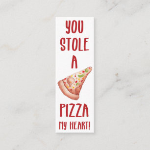 Valentines Funny Pizza Mini Bookmark Visitkort