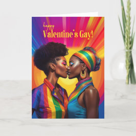 Valentines Gay African American Lesbisk Rainbow Helgkort