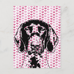 Valentines German Shorthair Pointer Hund Silhouett Helg Vykort