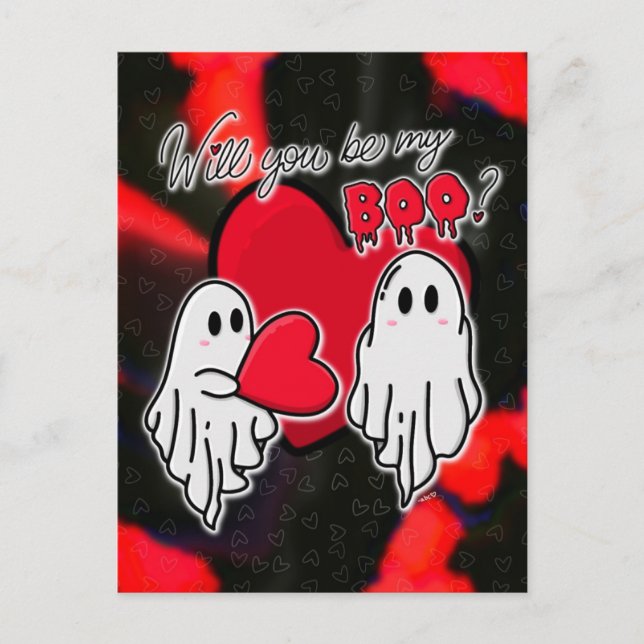 Valentines Ghost Postcard Vykort (Framsida)