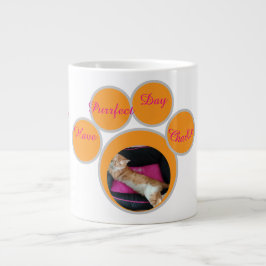 Valentine's Ginger Cat Pawprint Photo Jumbo Mugg