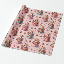 Valentine's Giraffes Wrapping Paper Presentpapper