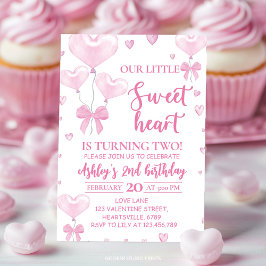 Valentines Girl Baby Birthday Inbjudningar