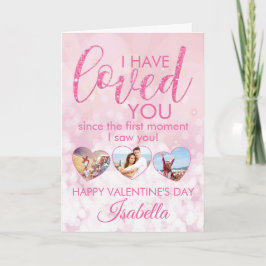Valentines Girly Rosa Glitter Photo Collage Kort