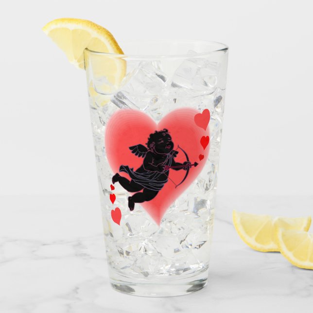 Valentines Glass Personlig Cupid Art Glass Glaskopp (Framsida Ice)