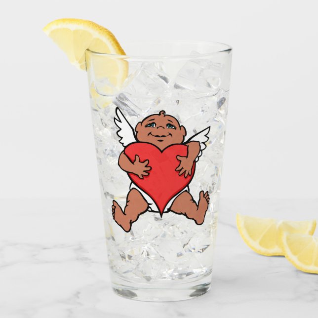Valentines Glass Personlig Cupid Art Glass Glaskopp (Framsida Ice)