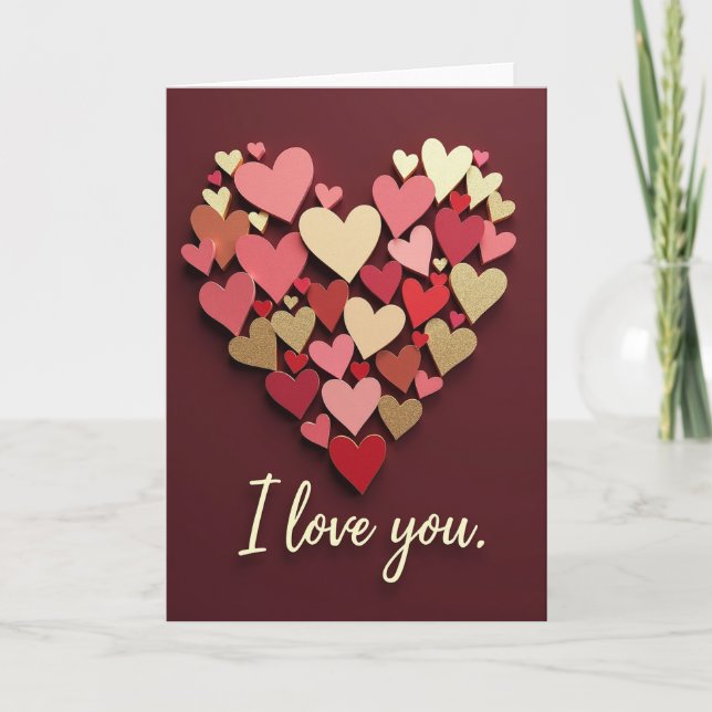Valentines Glittrande Hjärtkort Kort (Framsida)