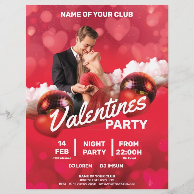 Valentines Globes Couple Party Reklamblad (Framsidan)