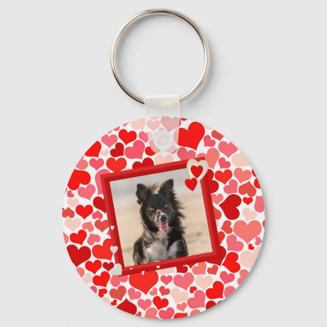 Valentines Gräns Collie Hund Hearts Nyckelring (Framsida)
