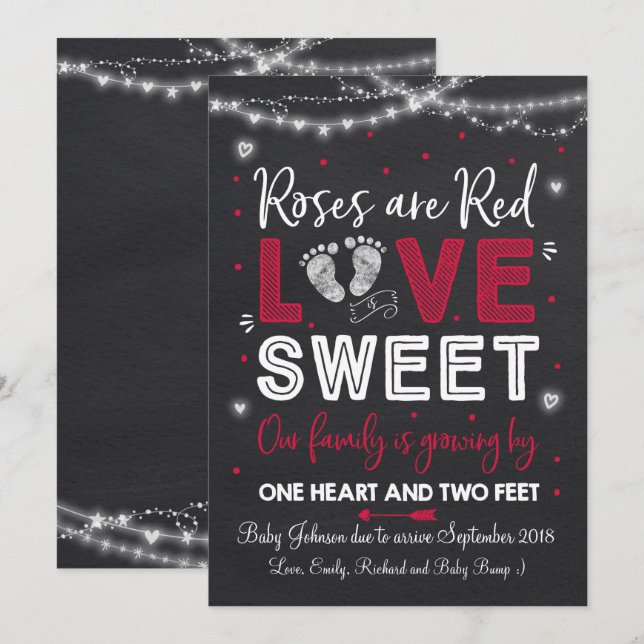 Valentines Gravid Announcement Baby Reveal Inbjudningar (Fram/baksida)