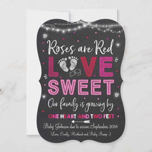 Valentines Gravid Announcement Baby Reveal Julkort (Framsida)
