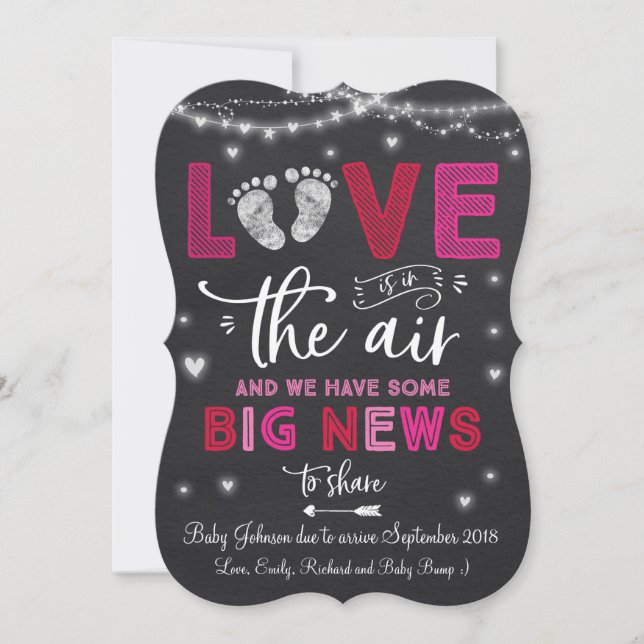 Valentines Gravid Announcement Baby Reveal Julkort (Framsida)
