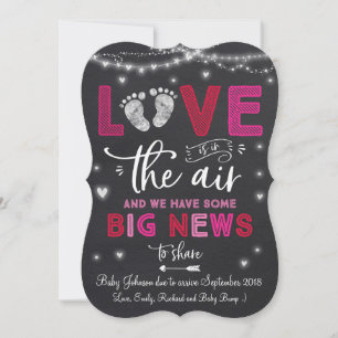 Valentines Gravid Announcement Baby Reveal Julkort